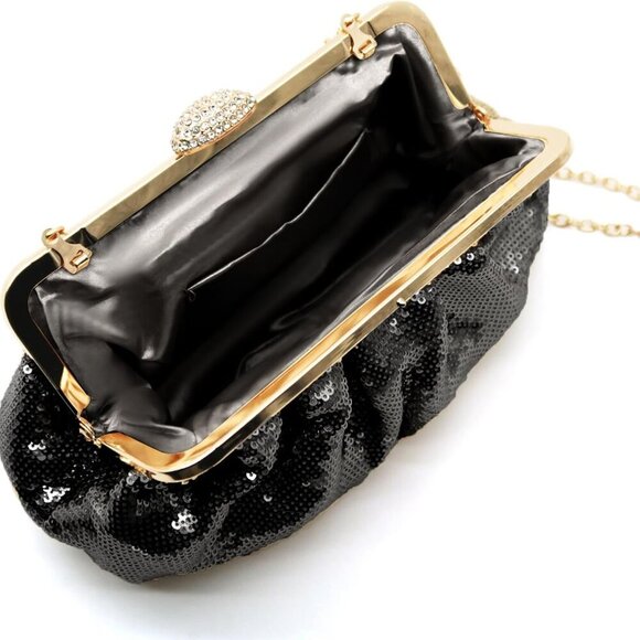 Clutch Purses for Women Sparkle Pleated Evening Clutch Bag Cloud Cross Body & Sh - Picture 5 of 6